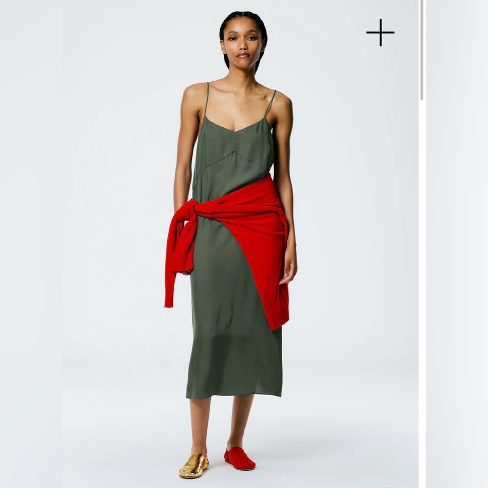 BNWT Tibi Slip Dress grey pine sz 10